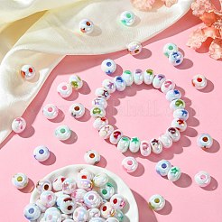 100 pièce de perles acryliques arc-en-ciel plaquées UV&nbsp;PACR-CJ0001-35