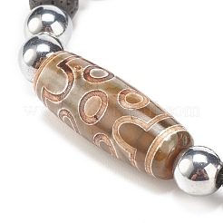 2 pz 2 braccialetti di perline di mala in stile con perline dzi di agata tibetana&nbsp;BJEW-JB08020-03