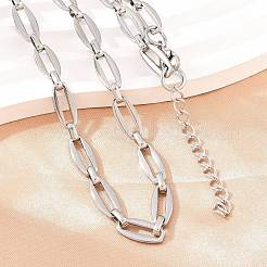Set di gioielli con collana e bracciale a catena ovale in acciaio inossidabile 304&nbsp;SJEW-L199-06P