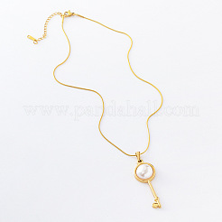 3 collar con colgante de llave de perla de imitación pavé de acero inoxidable de estilo europeo para mujer&nbsp;KT1963