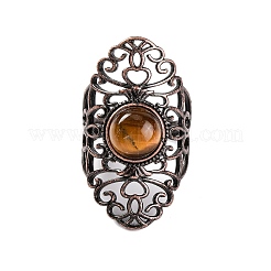 Natürliche Tigerauge Retro Fingerringe&nbsp;RJEW-B067-02R-25