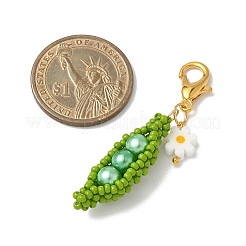 Pendentifs décoratifs en perles de rocaille faits à la main en forme de pois&nbsp;HJEW-MZ00362