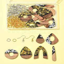 Kits de fabrication de boucles d'oreilles en résine opaque et bois de noyer&nbsp;DIY-FS0007-84