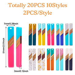 20pcs 10 estilos de resina y colgantes grandes de madera de nogal&nbsp;BT-TAC0013-01