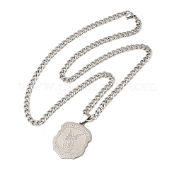 201 Edelstahl Schutzengel Heiliger Michael Anhänger verdrehte Kette Halsketten&nbsp;NJEW-Q002-05P