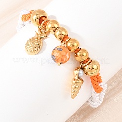 Armbänder mit Anhängern aus Edelstahl 304 und synthetischen Regenbogensteinen&nbsp;BJEW-K247-03G