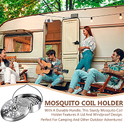 6 soporte portátil de bobina antimosquitos de acero inoxidable con asa.&nbsp;AJEW-WA0004-59