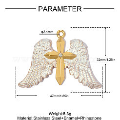 Pendentifs en acier inoxydable 304 avec émail blanc&nbsp;SA-OY002-25G-01