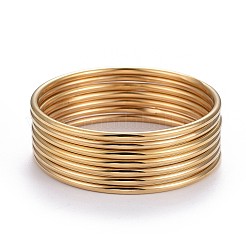 Ensemble de bracelets unis en acier inoxydable 201 pour femmes&nbsp;BJEW-L664-022A-G02