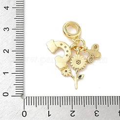 Messing mikro pflastern klare kubik zirkonia europäische baumeln charme&nbsp;KK-K368-36G