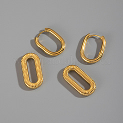 Boucles d'oreilles créoles ovales creuses en acier inoxydable 304&nbsp;LU1648
