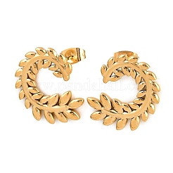 Boucles d'oreilles à tige en forme de feuille en acier inoxydable 304&nbsp;EJEW-I320-07G