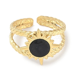 Ionenplattierung (IP) 304 Edelstahl Emaille Manschette Fingerringe&nbsp;RJEW-L107-081G-02
