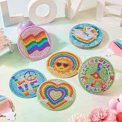 DIY-Diamantmalerei-Regenbogen-Motiv-Tassenmatten-Set&nbsp;DIAM-TAC0001-02