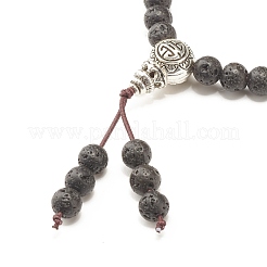 Stretch-Armband mit runden Perlen aus natürlichem Lavagestein und Zirkonia&nbsp;BJEW-JB07200