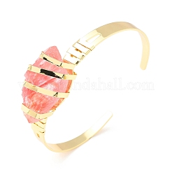 Bracciale rigido con perline a forma di occhio di cavallo in vetro con pietra di anguria&nbsp;G-D458-01G-09-RS