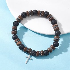 2 bracciale elastico regolabile in cocco naturale&nbsp;BJEW-JB13285