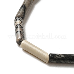 Natürliche schwarze Seide Stein / Netstone Perlen Stränge&nbsp;G-D464-27