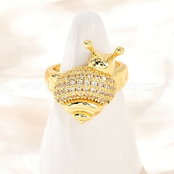 Anelli di polsino in zircone chiaro con micro pavè di ottone&nbsp;RJEW-P155-02G
