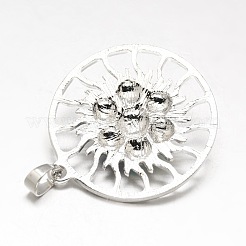 Chakra laiton bijoux pierres précieuses pendentifs ronds plat&nbsp;X-KK-J298-13-NR