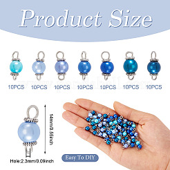 70 Stück 7 Farben Glasperlen runder Verbinder Charms&nbsp;PALLOY-TA00265
