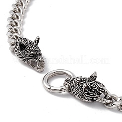 Collar de cadena de eslabones de acero inoxidable 201 con cierre de lobo para hombres y mujeres.&nbsp;NJEW-E155-07P-1