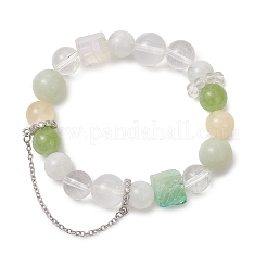 Pulseras elásticas con cuentas de piedras preciosas mixtas naturales para mujer&nbsp;BJEW-TA00739-04