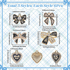 30 stücke 5 stile legierung strass anhänger&nbsp;FIND-SC0016-47