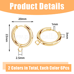 12 pz 2 colori 201 acciaio inossidabile orecchini a cerchio huggie&nbsp;STAS-DC0015-45