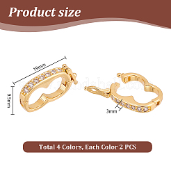 8 Stück 4 Farben Rack Plating Messing Micro Pave Zirkonia Twister Verschlüsse&nbsp;ZIRC-PH0001-45