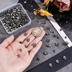 80 rivetto anti-collisione in lega di zinco a forma di teschio di Halloween&nbsp;TIBE-PH0002-54