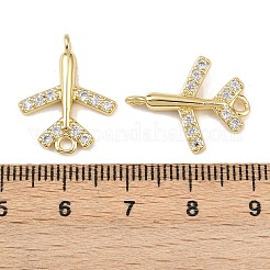 Messing Pavé Zirkonia Flugzeug Verbinder Charms&nbsp;KK-L251-12G