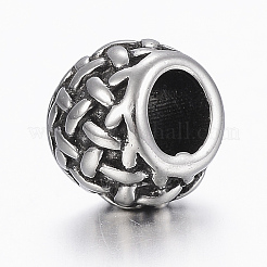 Perlen aus Edelstahl 304 mit Korbgeflechtmuster&nbsp;LS-STAS-G153-49AS