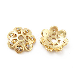 Tappi di perline in zirconia cubica trasparente micro pavé in ottone&nbsp;KK-G425-05C-G