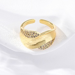 Mikropavé-Manschettenringe aus klarem Zirkonia aus Messing für Damen&nbsp;RJEW-U043-12G