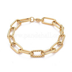 Ionenplattierung (IP) 304 Edelstahl-Büroklammer-Kettenarmbänder&nbsp;BJEW-F412-02G