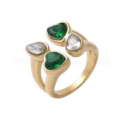 Anillos de puño de acero inoxidable 304 con micropavé de circonita cúbica para mujer&nbsp;RJEW-Z086-01G