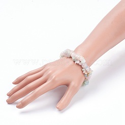 Brazaletes de estiramiento natural de morganita&nbsp;BJEW-JB03746-01