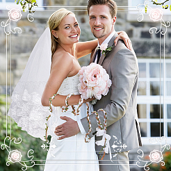 Polyester Hochzeit Lasso Kette & Blume Organza Braut Haupt Hochzeit Schleier Kopfschmuck Sets&nbsp;HJEW-OC00101