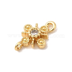 Messing Pavé klar Zirkonia Schneeflocke Verbinder Charms&nbsp;KK-P340-61G