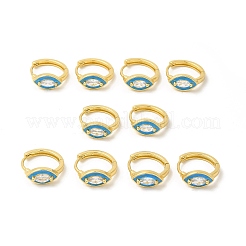 Orecchini a cerchio a occhio di cavallo smaltati con zirconi chiari&nbsp;EJEW-E270-05G-05