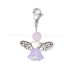 Pendentif décoratif en jade malaisien naturel et teinté ange&nbsp;HJEW-JM02763-02