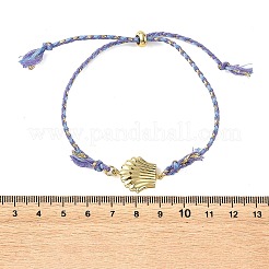 Bracelet coulissant ajustable en cordon métallique tressé en polycoton et acier inoxydable 304&nbsp;BJEW-JB14245-02