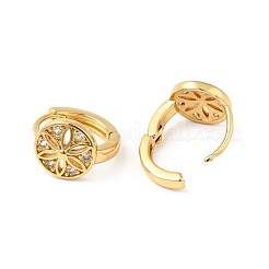 Boucles d'oreilles créoles fleur zircone cubique&nbsp;EJEW-G312-19G-02