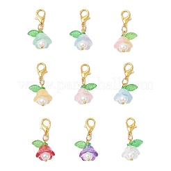 Decorazioni pendenti con perle di vetro a forma di fiore&nbsp;HJEW-MZ00324