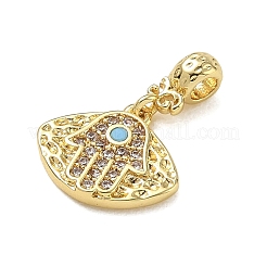 Perline pendenti in ottone con micro pavé di zirconi cubici trasparenti&nbsp;CU-CBAFF5B-18G