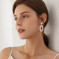 4 Paar 4 Stile goldene Legierung geometrische Ohrstecker mit Kunststoff-Imitationsperlen für Frauen&nbsp;EJEW-FI0002-57