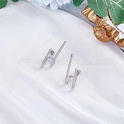 Orecchini a cerchio in argento borchie 18k placcato oro orecchini a cerchio a forma di c aperti borchie semplice ipoallergenico delicato cz borchie gioielli regalo per le donne&nbsp;JE1074B