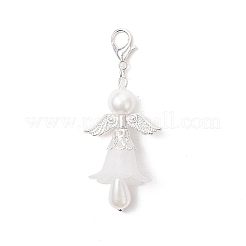 Adornos colgantes de ángel con alas de acrílico transparente y perla de vidrio&nbsp;HJEW-JM03898-04