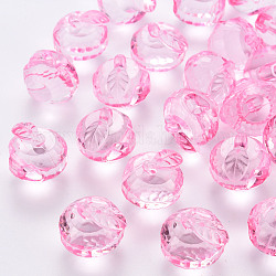 Colgantes de acrílico transparentes, facetados, 3 d manzana, rosa perla, 17.5x19x18mm, agujero: 2 mm, aproximamente 173 unidades / 500 g